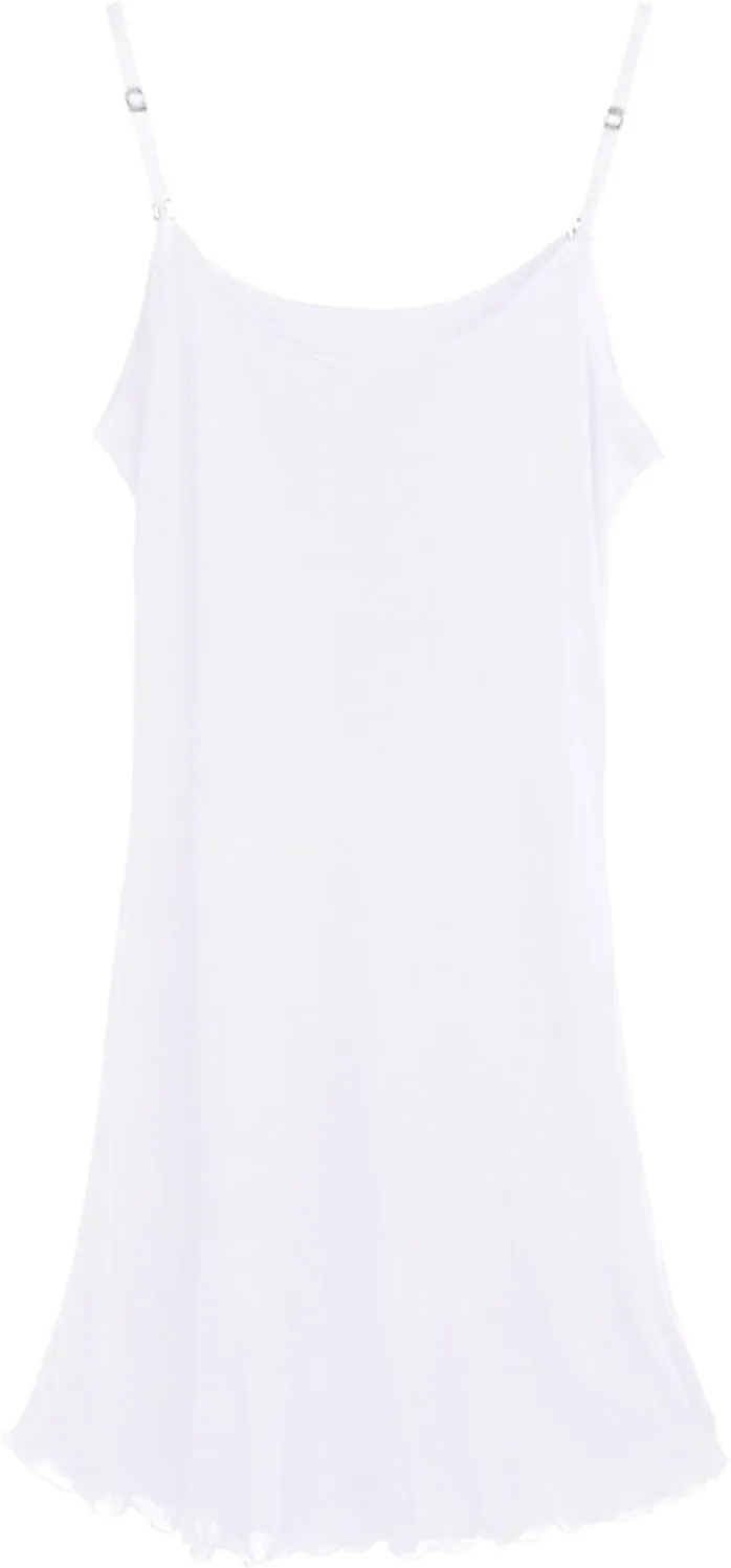 Women Silk Summer Basic Nightgown Full Slip Night Wear Dress Adjustable Spaghetti Strap Cami Under Dress