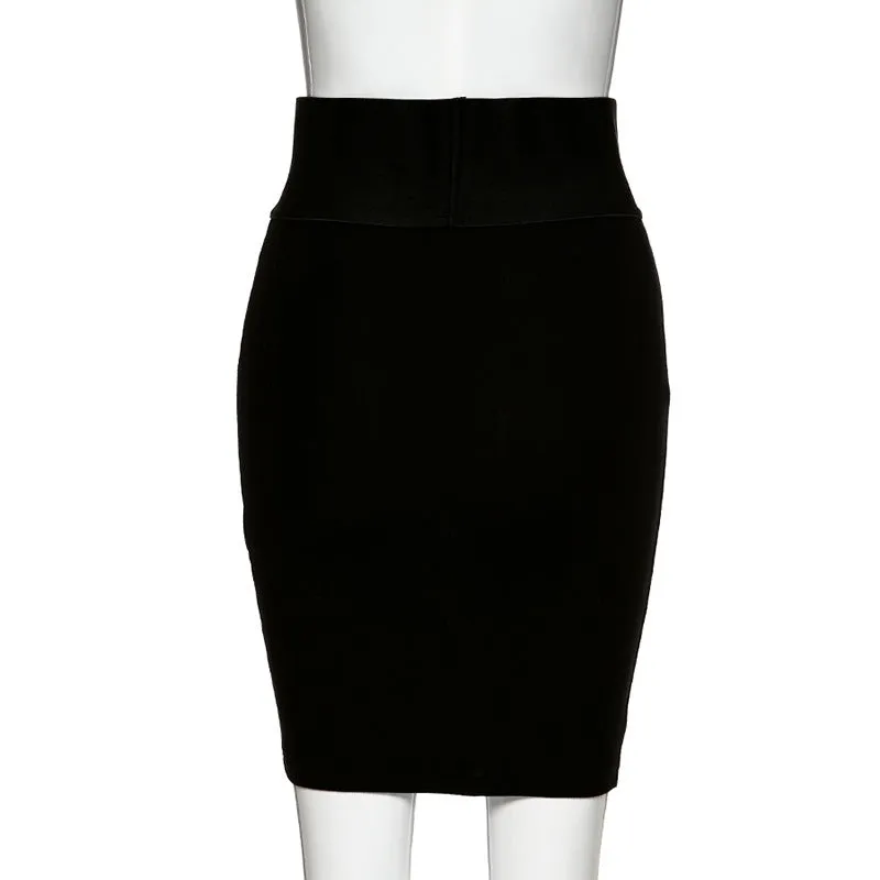 Women Skirt Solid Colored High Waist Sexy Hip Flattering A-Line Skirt