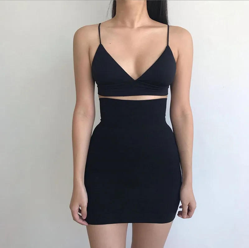 Women Skirt Solid Colored High Waist Sexy Hip Flattering A-Line Skirt