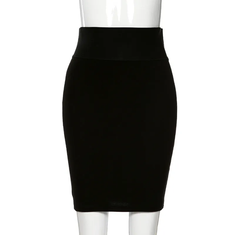 Women Skirt Solid Colored High Waist Sexy Hip Flattering A-Line Skirt