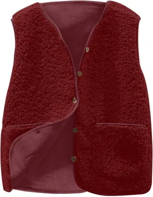 Women Sleeveless Sherpa Jackets Warm Sweater Vest Solid Pocket Lamb Cashmere Caots Fall Winter Short Button Outerwear