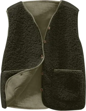 Women Sleeveless Sherpa Jackets Warm Sweater Vest Solid Pocket Lamb Cashmere Caots Fall Winter Short Button Outerwear