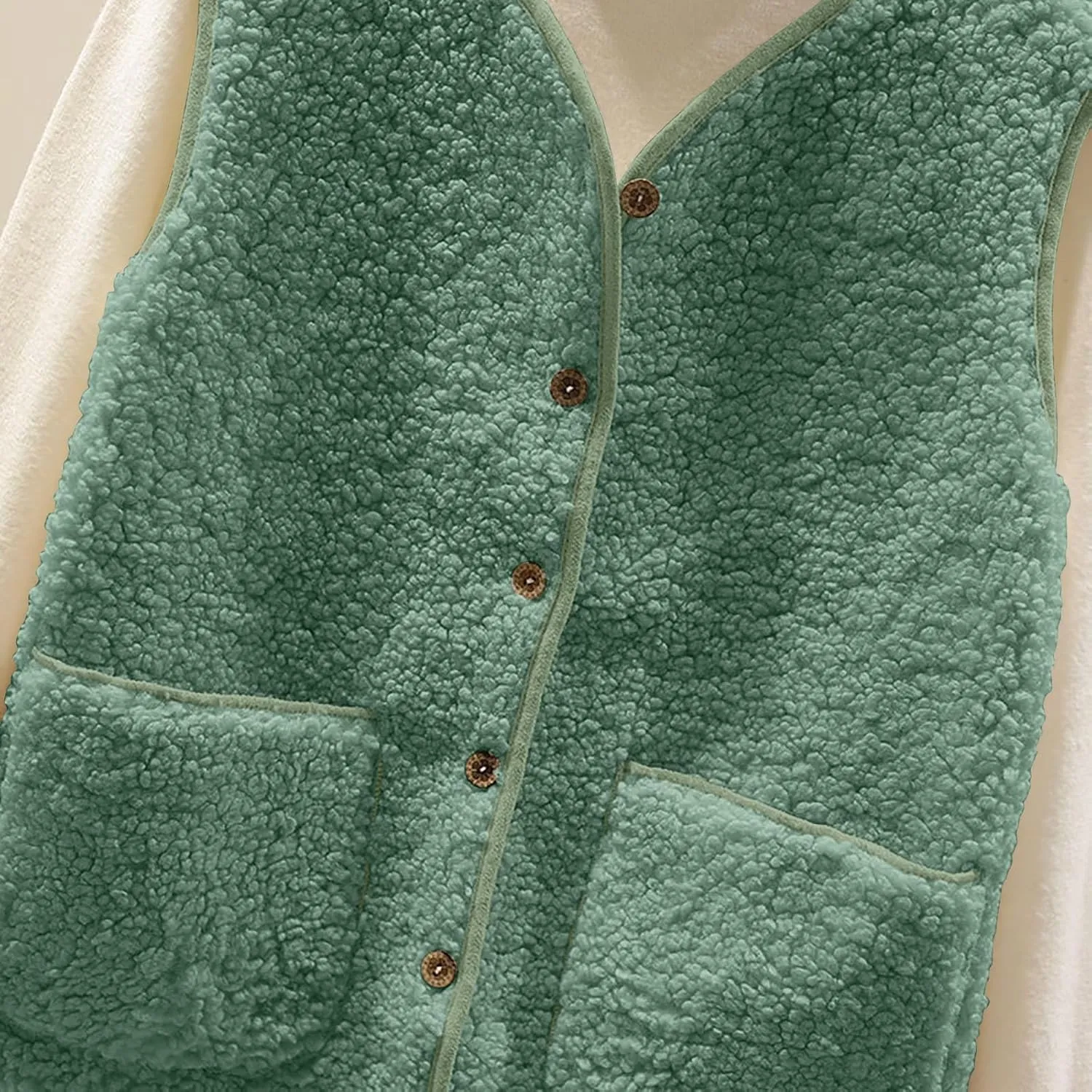 Women Sleeveless Sherpa Jackets Warm Sweater Vest Solid Pocket Lamb Cashmere Caots Fall Winter Short Button Outerwear