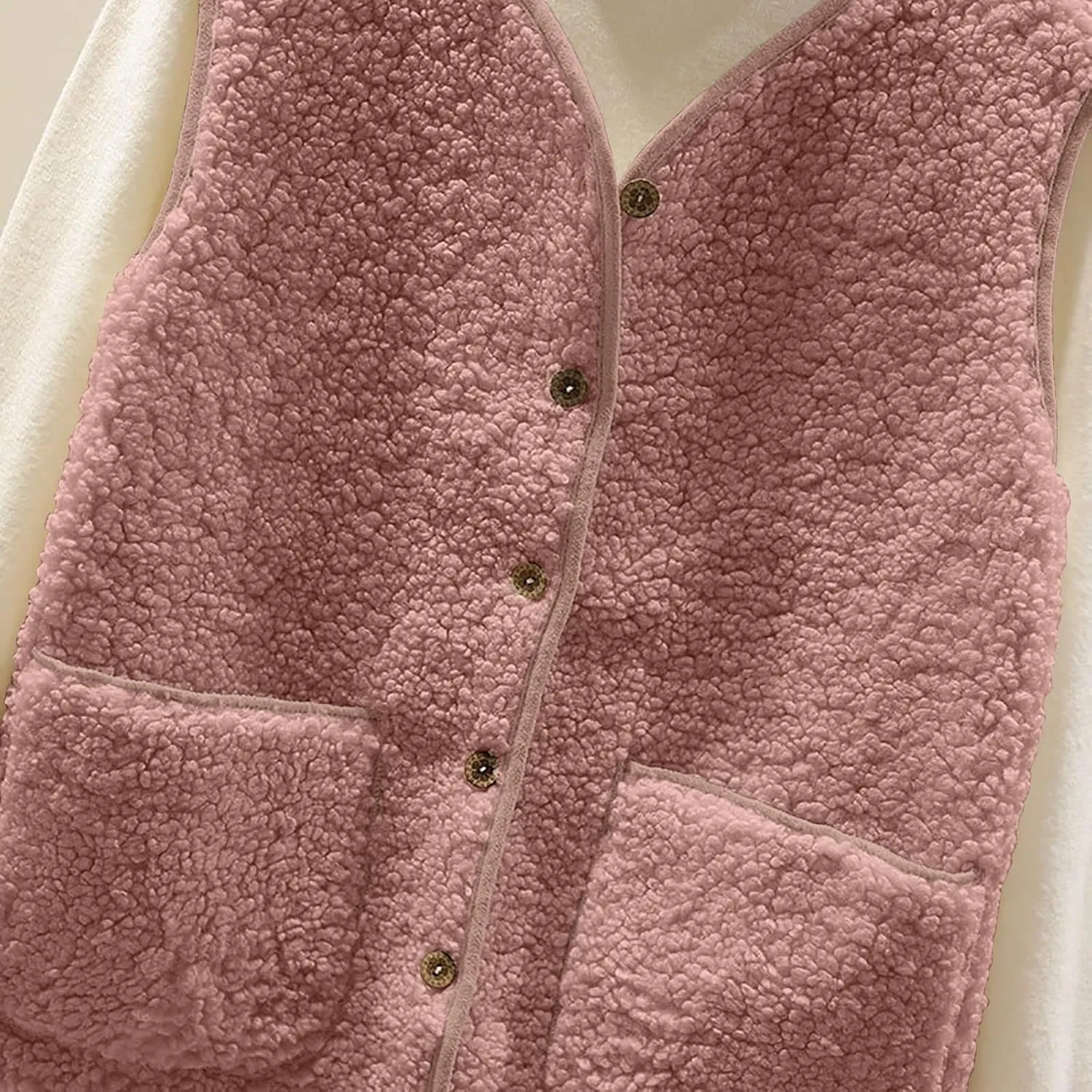 Women Sleeveless Sherpa Jackets Warm Sweater Vest Solid Pocket Lamb Cashmere Caots Fall Winter Short Button Outerwear