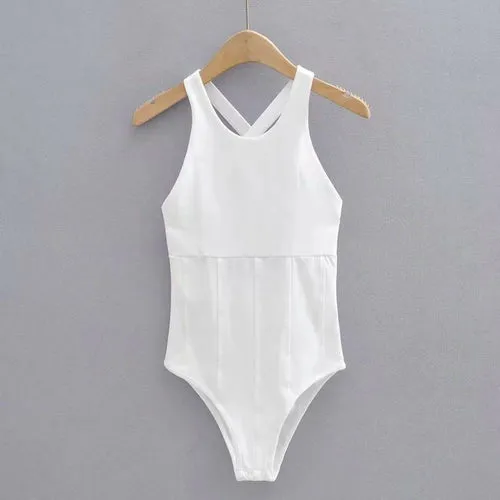 Women Sleeveless Solid Sexy Bodysuit