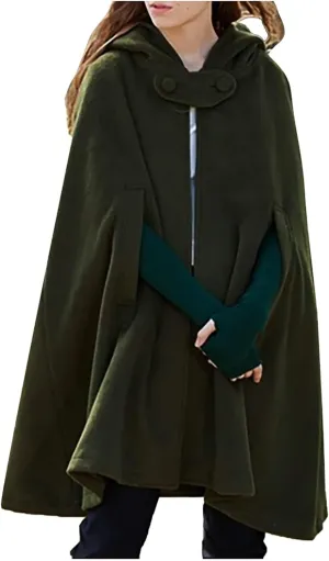 Women Trendy Trench Coat Open Front Cardigan Jacket Hooded Coats Shawl Cape Cloak Mantle Plus Gothic Halloween Cloak