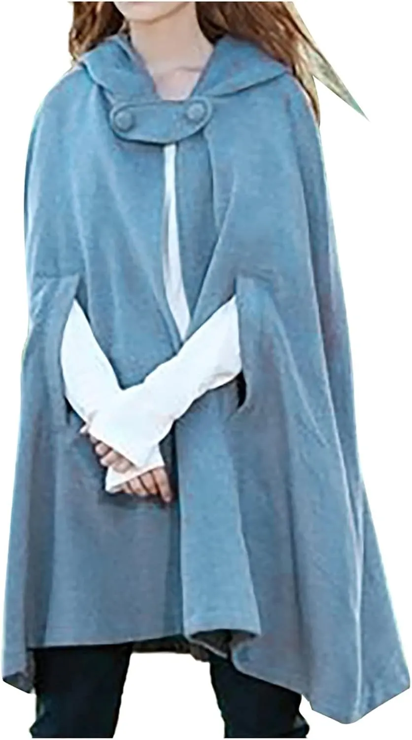 Women Trendy Trench Coat Open Front Cardigan Jacket Hooded Coats Shawl Cape Cloak Mantle Plus Gothic Halloween Cloak