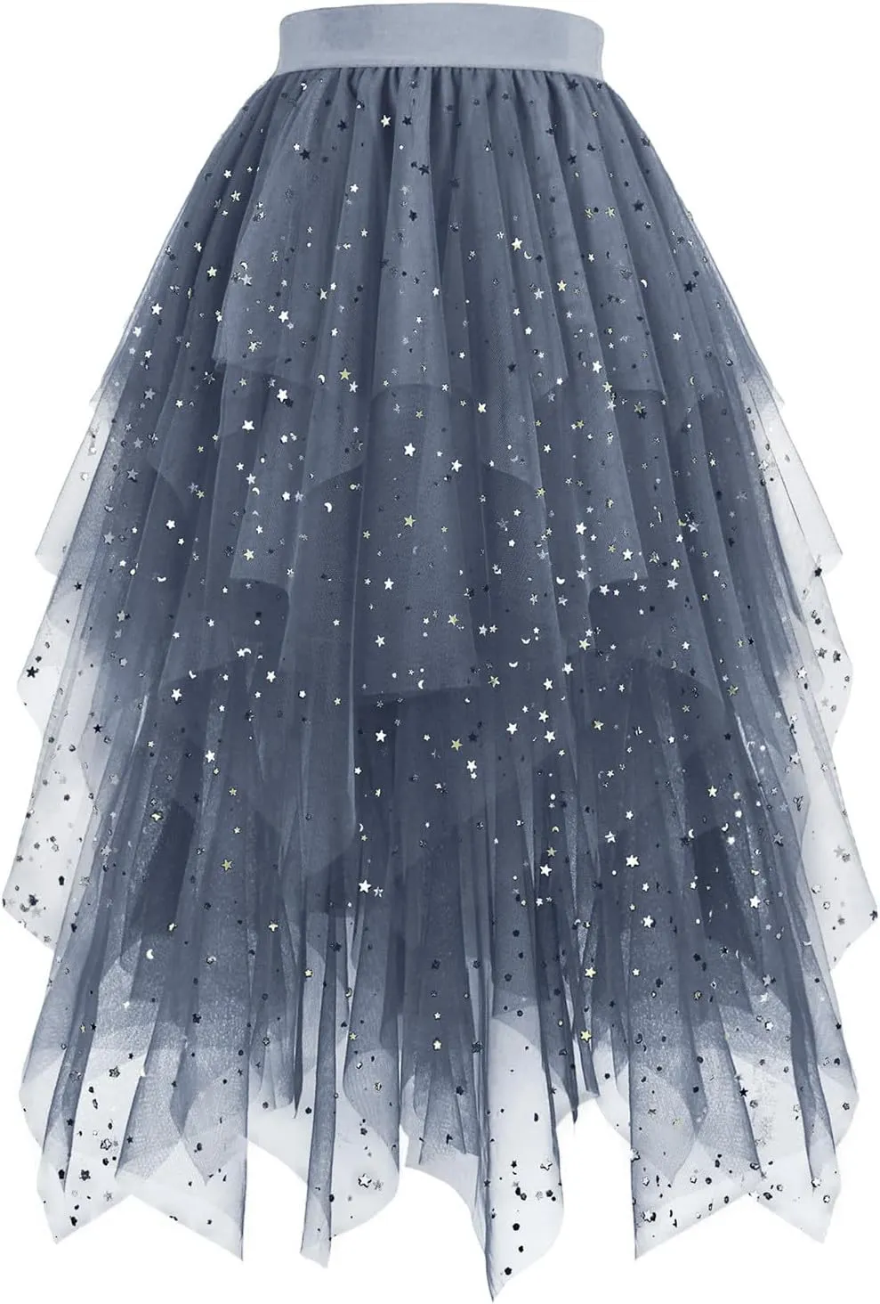 Women Tulle Skirt Elastic Mesh Layered Asymmetrical Pleat Skirt Casual Fashion Elegant Evening Party Sparkly Skirts