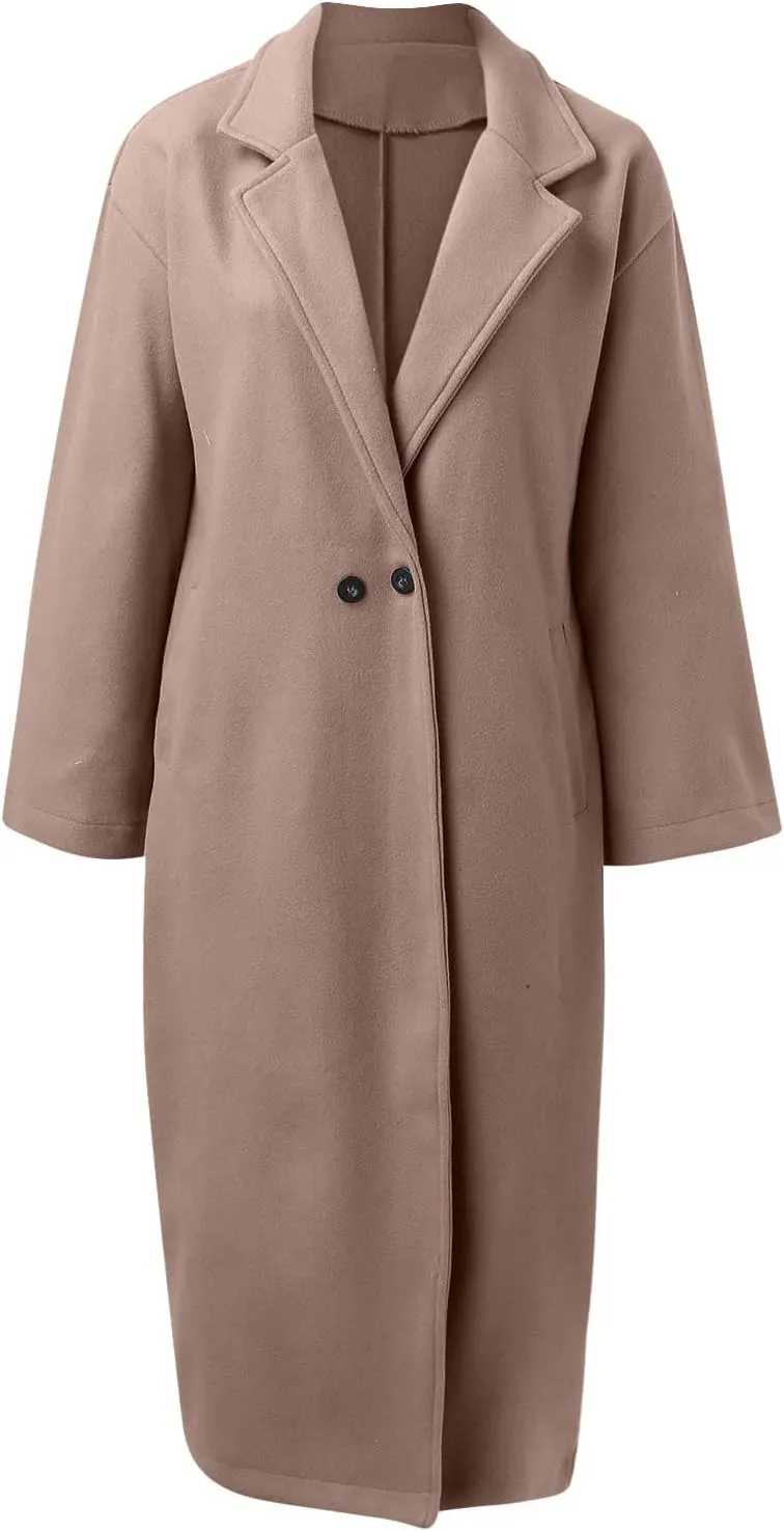 Women Turn Down Collar Overcoat Plus Size Casual Cardigan Coat Solid Oversized Jacket Fashion Winter Woolen Coats