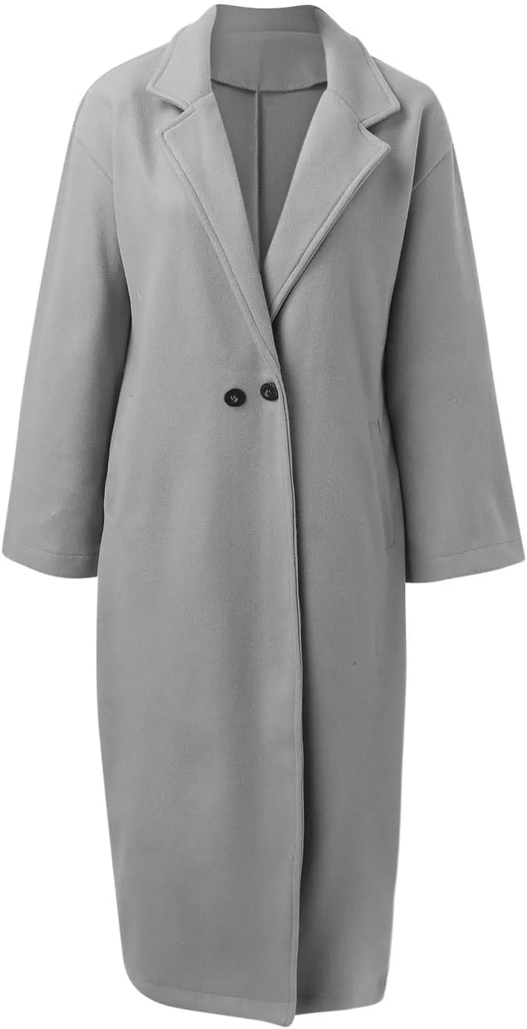 Women Turn Down Collar Overcoat Plus Size Casual Cardigan Coat Solid Oversized Jacket Fashion Winter Woolen Coats