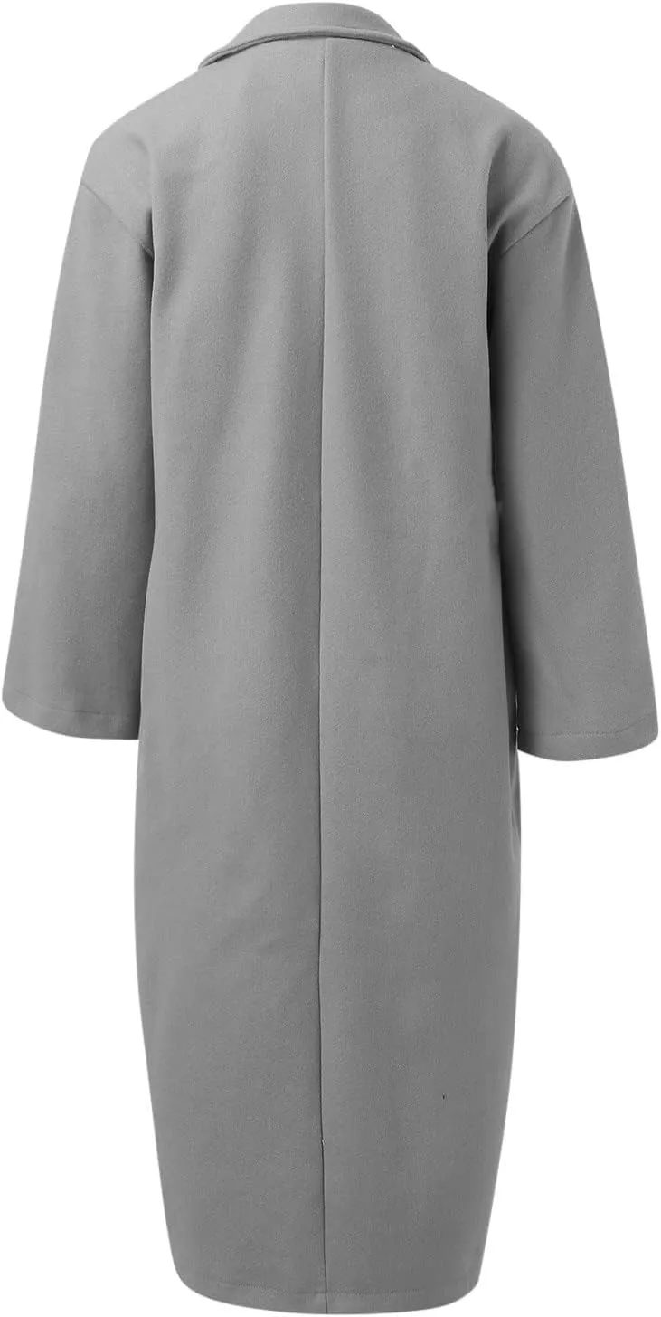 Women Turn Down Collar Overcoat Plus Size Casual Cardigan Coat Solid Oversized Jacket Fashion Winter Woolen Coats