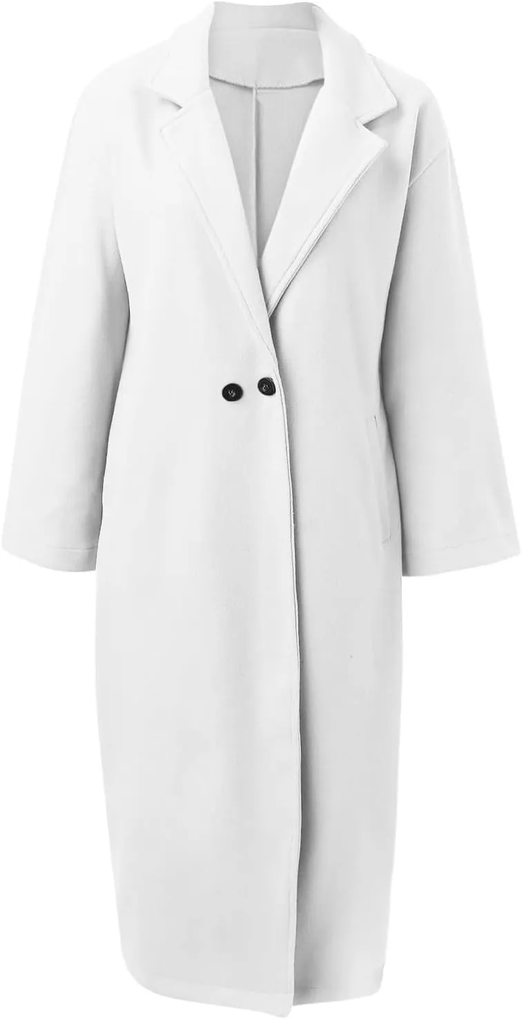 Women Turn Down Collar Overcoat Plus Size Casual Cardigan Coat Solid Oversized Jacket Fashion Winter Woolen Coats