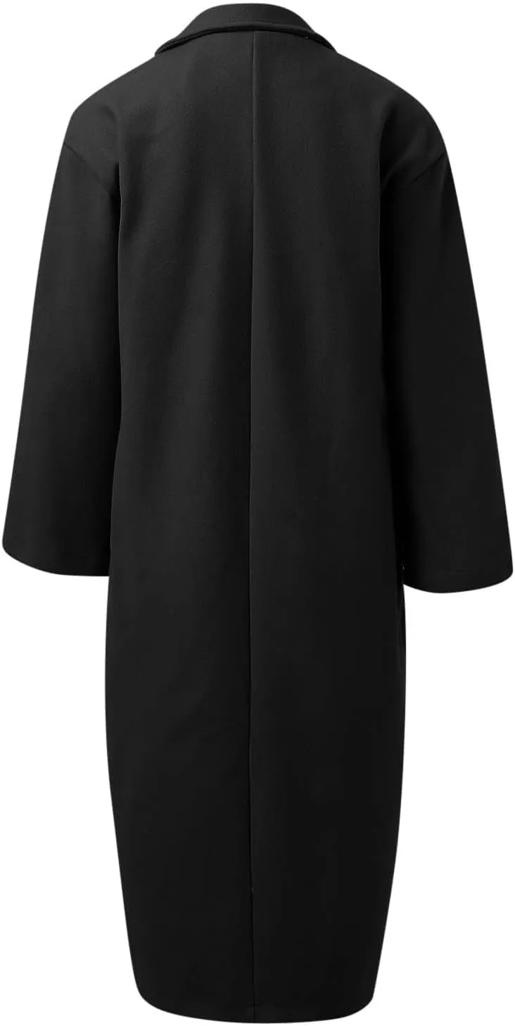 Women Turn Down Collar Overcoat Plus Size Casual Cardigan Coat Solid Oversized Jacket Fashion Winter Woolen Coats