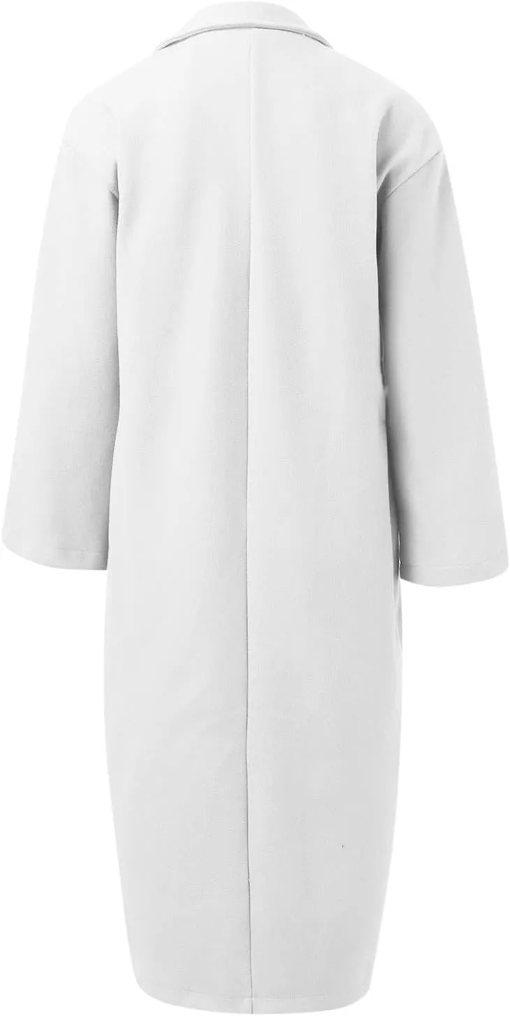 Women Turn Down Collar Overcoat Plus Size Casual Cardigan Coat Solid Oversized Jacket Fashion Winter Woolen Coats