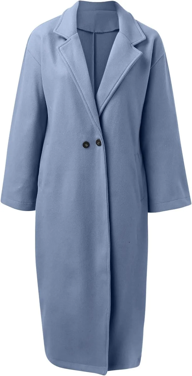 Women Turn Down Collar Overcoat Plus Size Casual Cardigan Coat Solid Oversized Jacket Fashion Winter Woolen Coats
