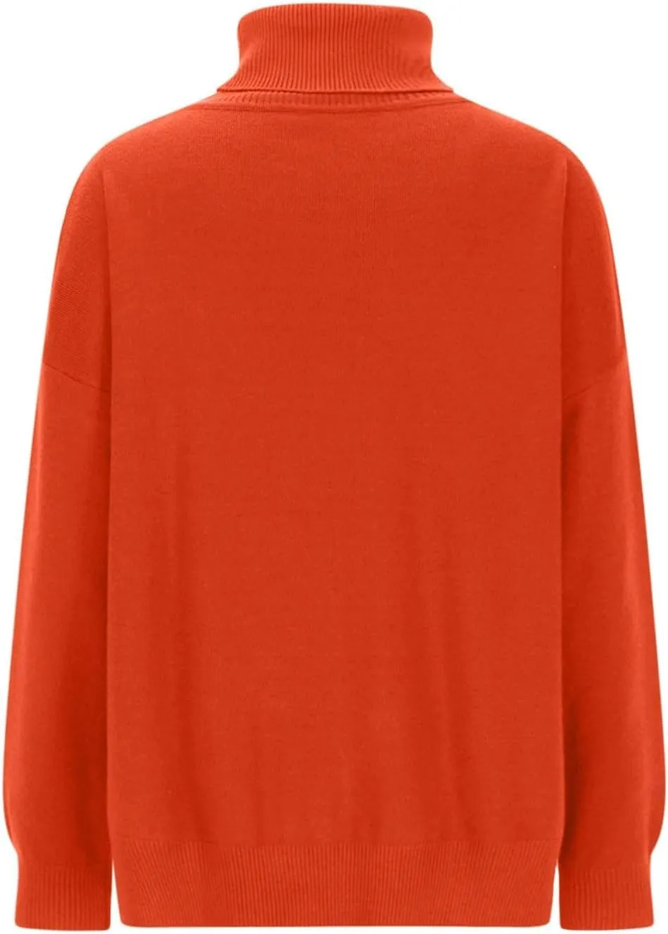 Women Turtleneck Knitted Sweater Long Sleeve Oversized Drop Shoulder Tunic Sweater Side Slit Solid Warm Sweater Top