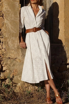 WOMEN SQUARE PATTERNED SEXY SLIT LONG DRESS WOMEN SQUARE PATTERNED SEXY SLIT LONG DRESS