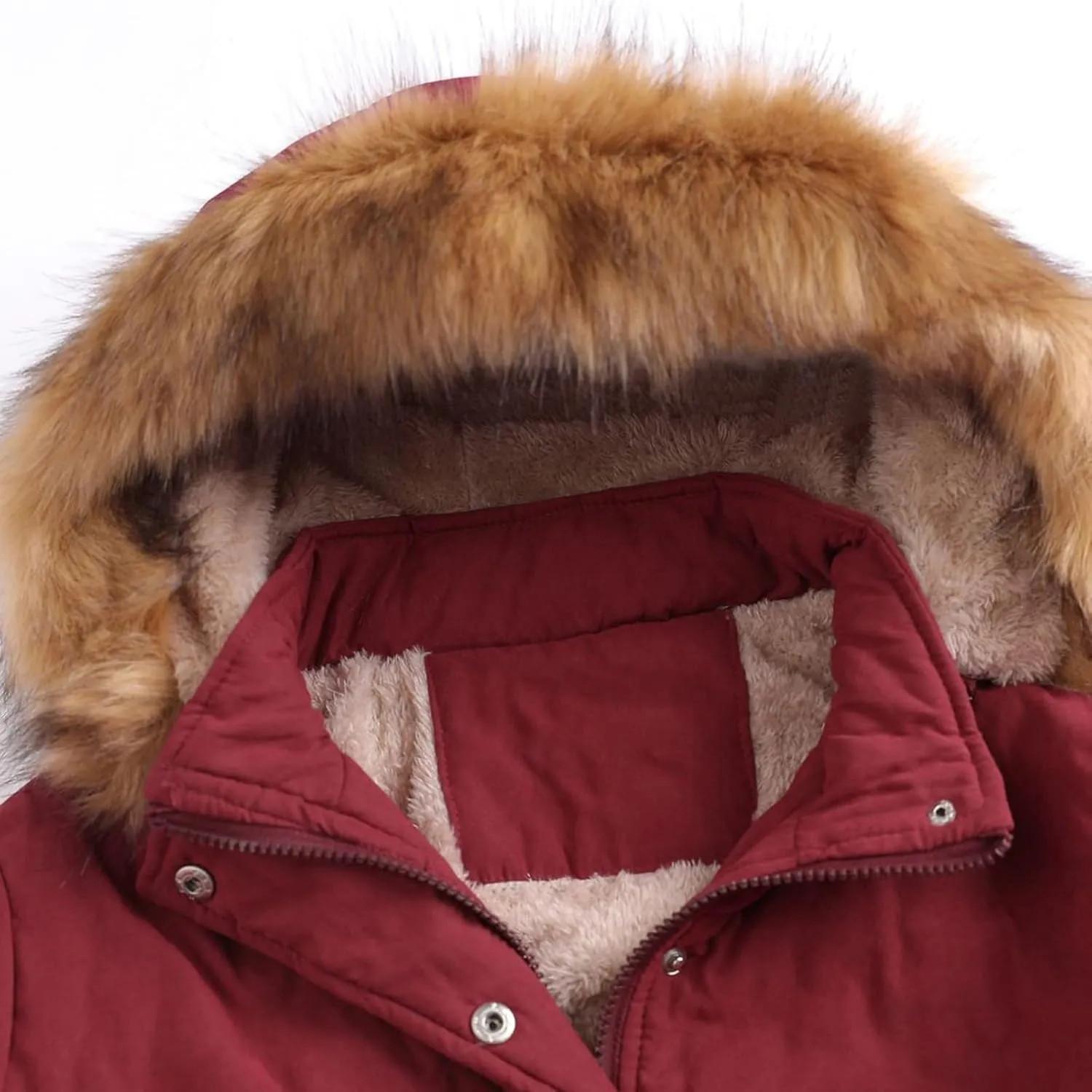 Womens 2024 Long Sleeve Button Drawstring Jacket Zip Up Removable Hoodie Pockets Coat Thick Warm Fitted Coat Outwear