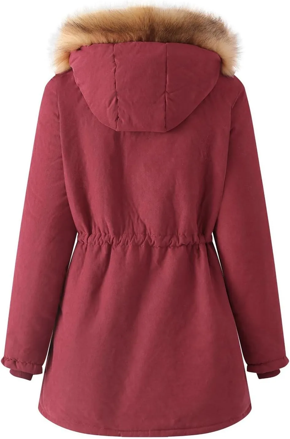 Womens 2024 Long Sleeve Button Drawstring Jacket Zip Up Removable Hoodie Pockets Coat Thick Warm Fitted Coat Outwear