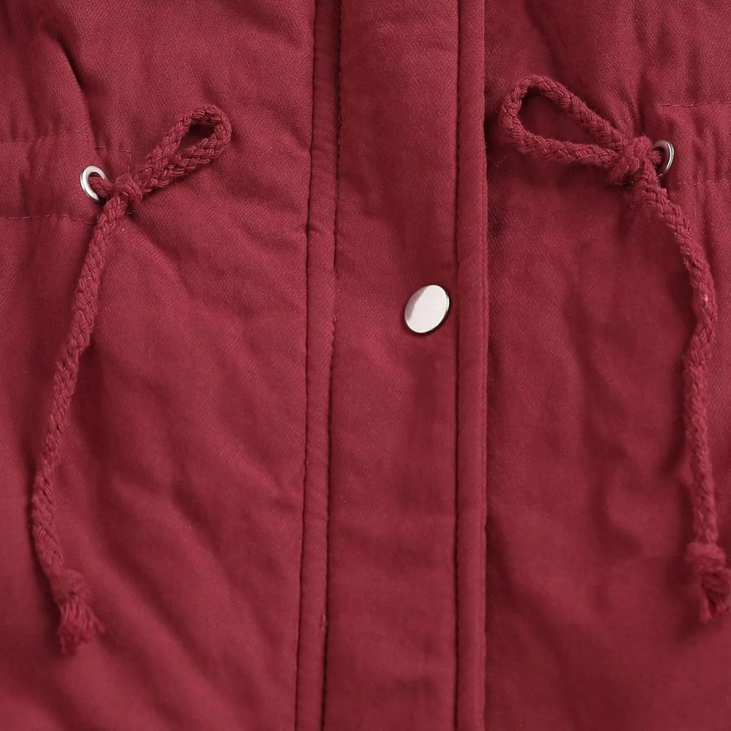 Womens 2024 Long Sleeve Button Drawstring Jacket Zip Up Removable Hoodie Pockets Coat Thick Warm Fitted Coat Outwear