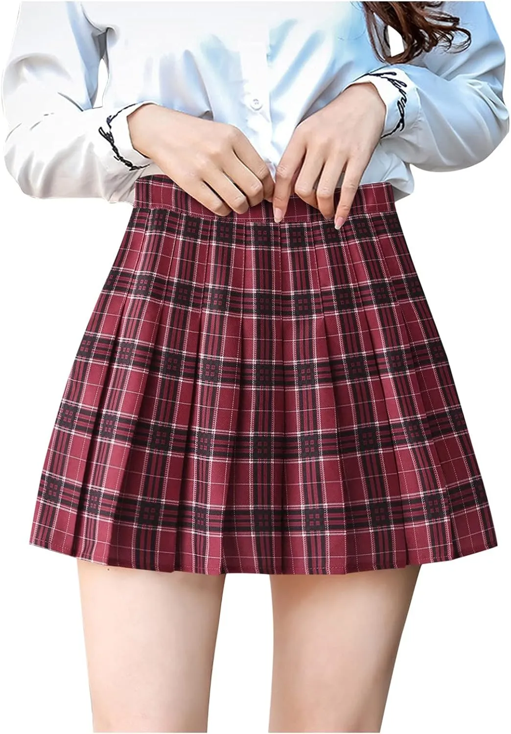 Women's A-line High Waist Short Skirt Pleated Short Mini Skirts Dance Large Swing Half Preppy Skirts Spring