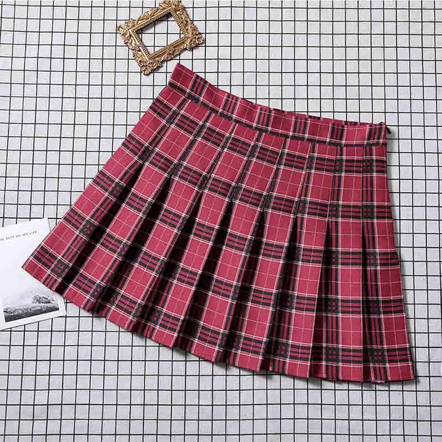 Women's A-line High Waist Short Skirt Pleated Short Mini Skirts Dance Large Swing Half Preppy Skirts Spring
