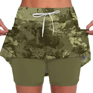 Womens Activewear Pleated Tennis Skirts Fade Pattern Printed Culottes Skinny Mid Waisted Workout Summer Fashion Skirt