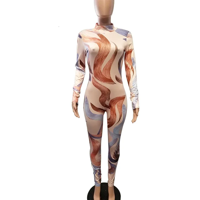 Women's Autumn Casual Polyester Jumpsuit With Print