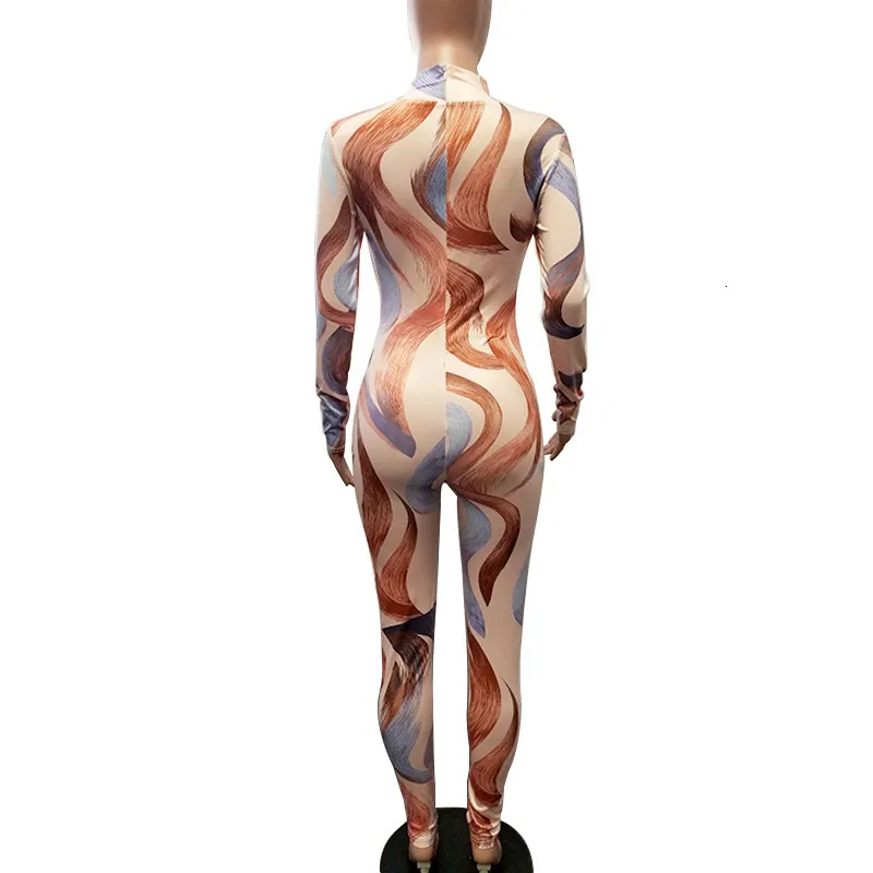 Women's Autumn Casual Polyester Jumpsuit With Print