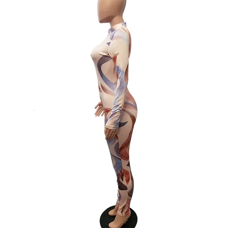 Women's Autumn Casual Polyester Jumpsuit With Print