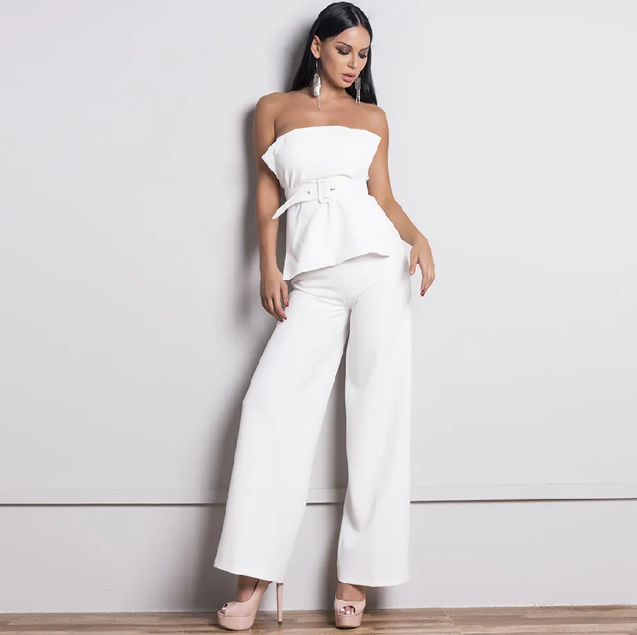 Women's Backless Sleeveless Off-Shoulder Two-Piece Suit