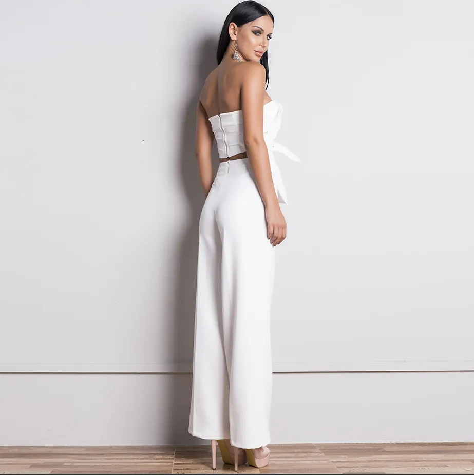 Women's Backless Sleeveless Off-Shoulder Two-Piece Suit