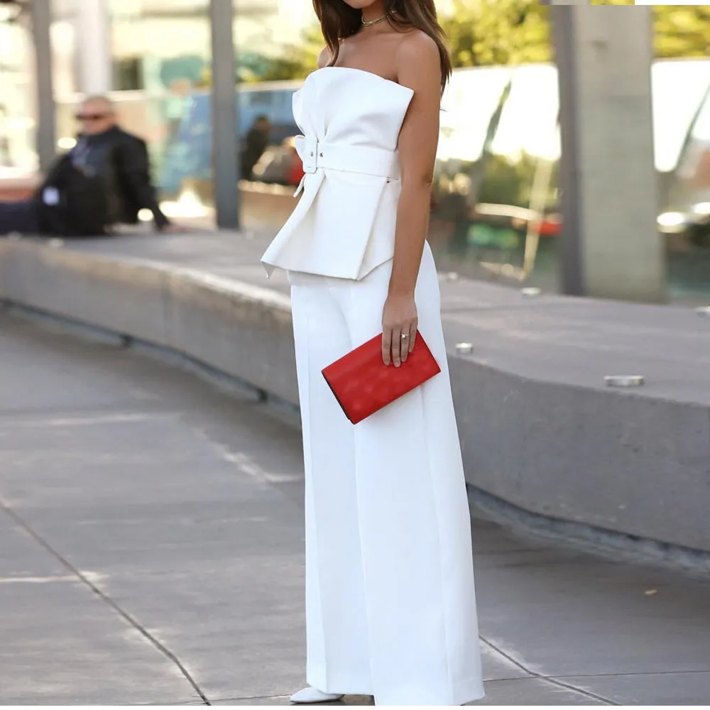 Women's Backless Sleeveless Off-Shoulder Two-Piece Suit