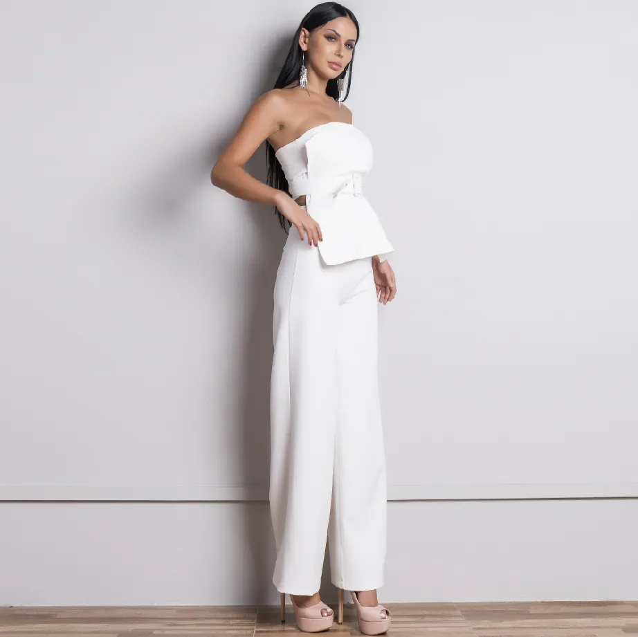 Women's Backless Sleeveless Off-Shoulder Two-Piece Suit