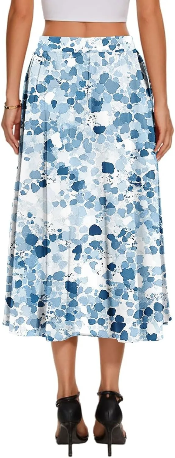 Women's Boho Outfits 2025 Bohemian Long Skirts Flowy High Waist A Line Summer Pleated Skirts, S-2XL