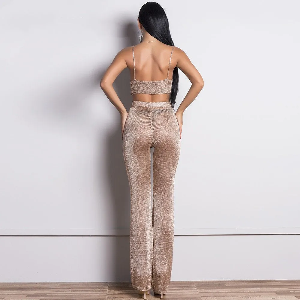 Women's Broadcloth Two-Piece Off-Shoulder Jumpsuit