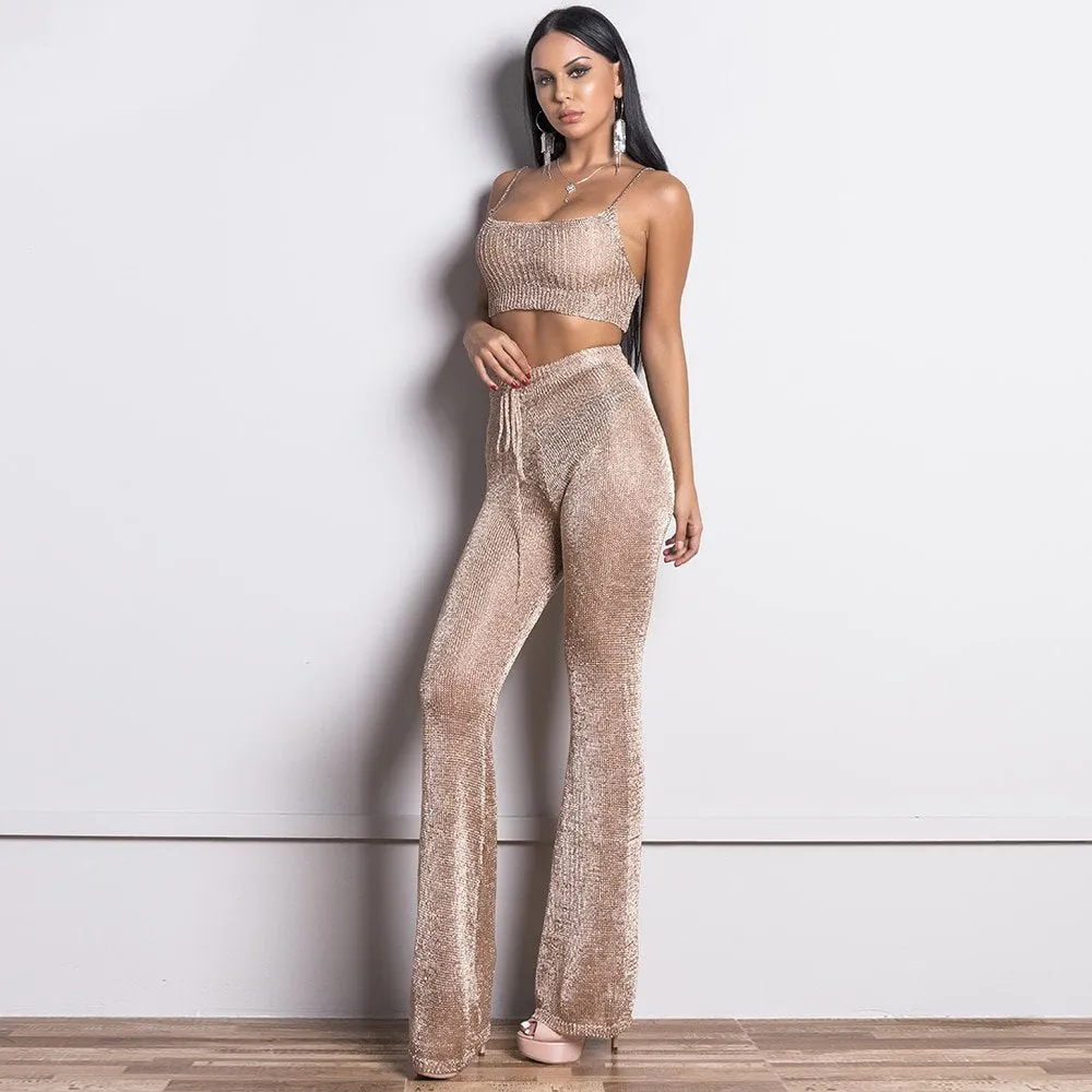 Women's Broadcloth Two-Piece Off-Shoulder Jumpsuit