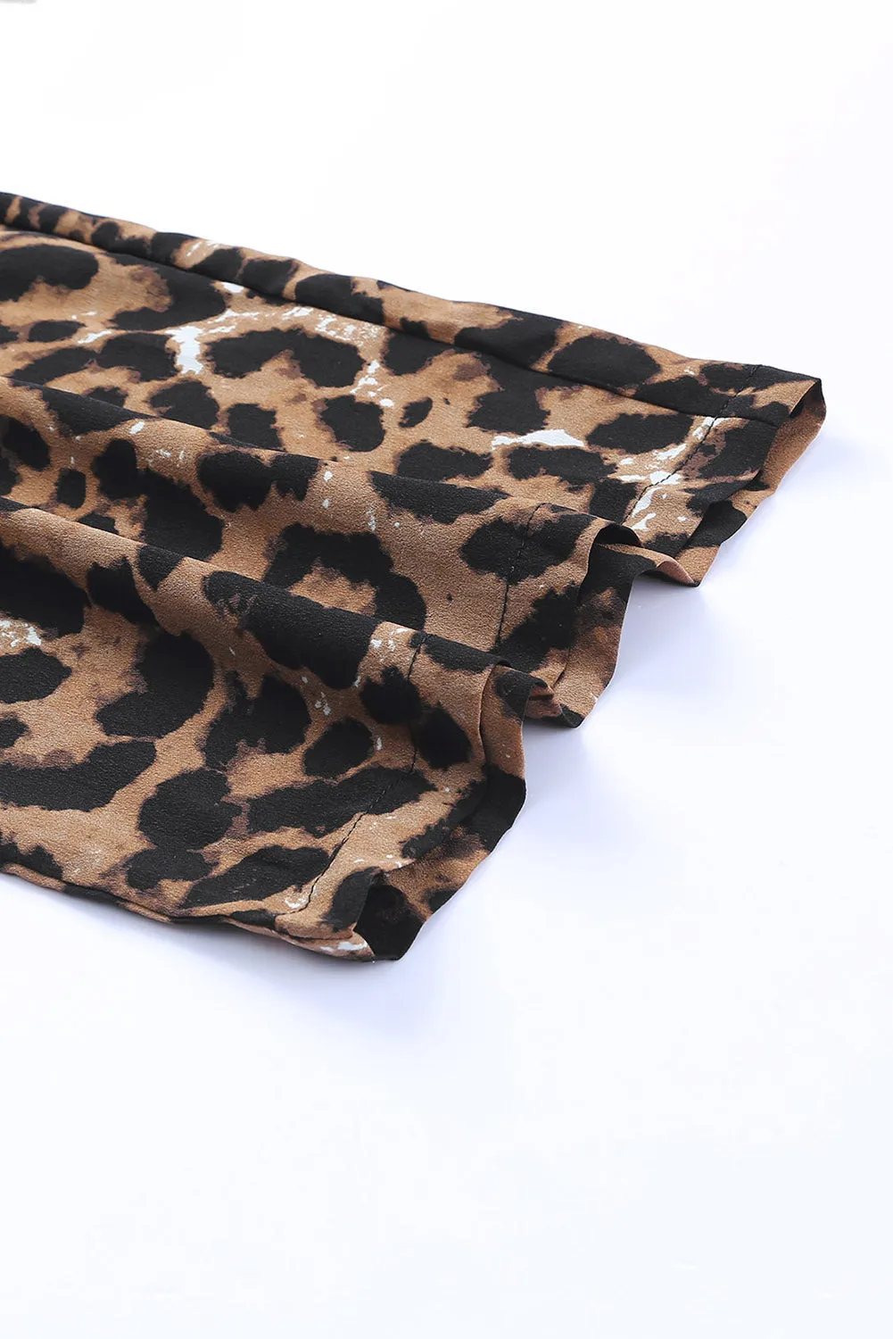 Women's Brown & Black Leopard Wide Leg Strappy Jumpsuit