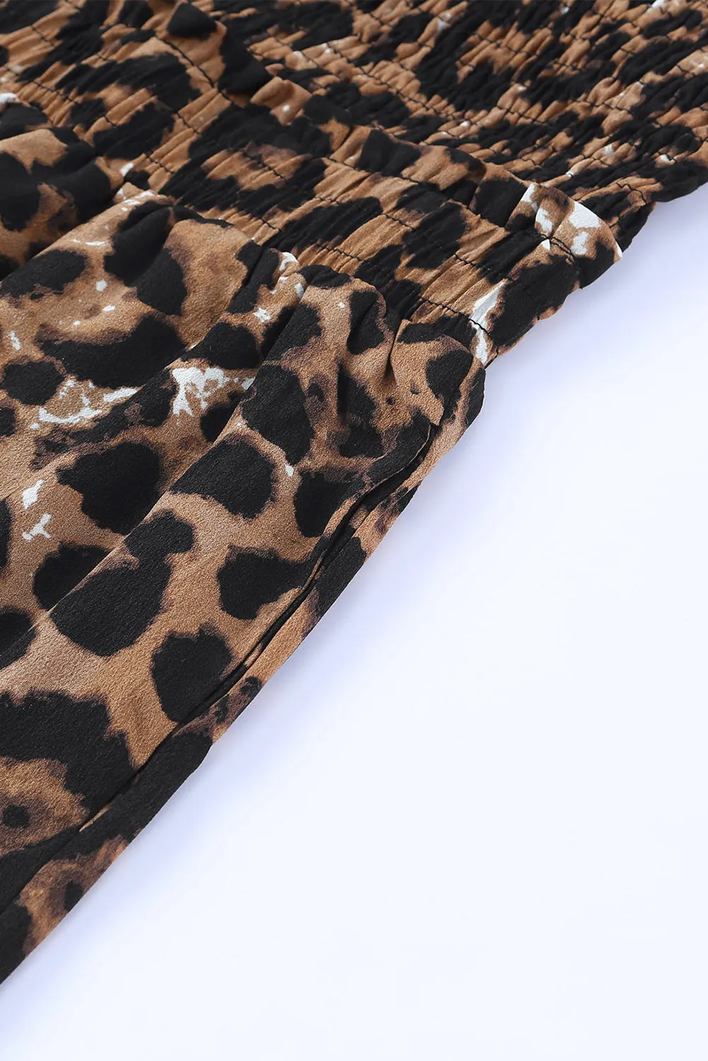 Women's Brown & Black Leopard Wide Leg Strappy Jumpsuit