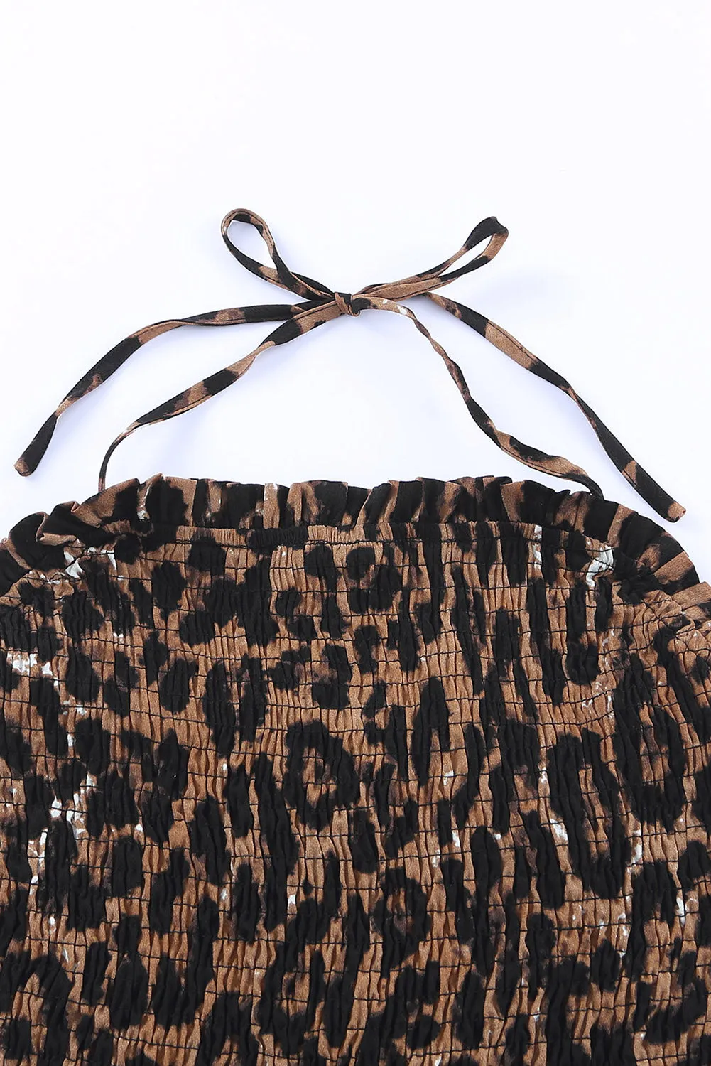 Women's Brown & Black Leopard Wide Leg Strappy Jumpsuit