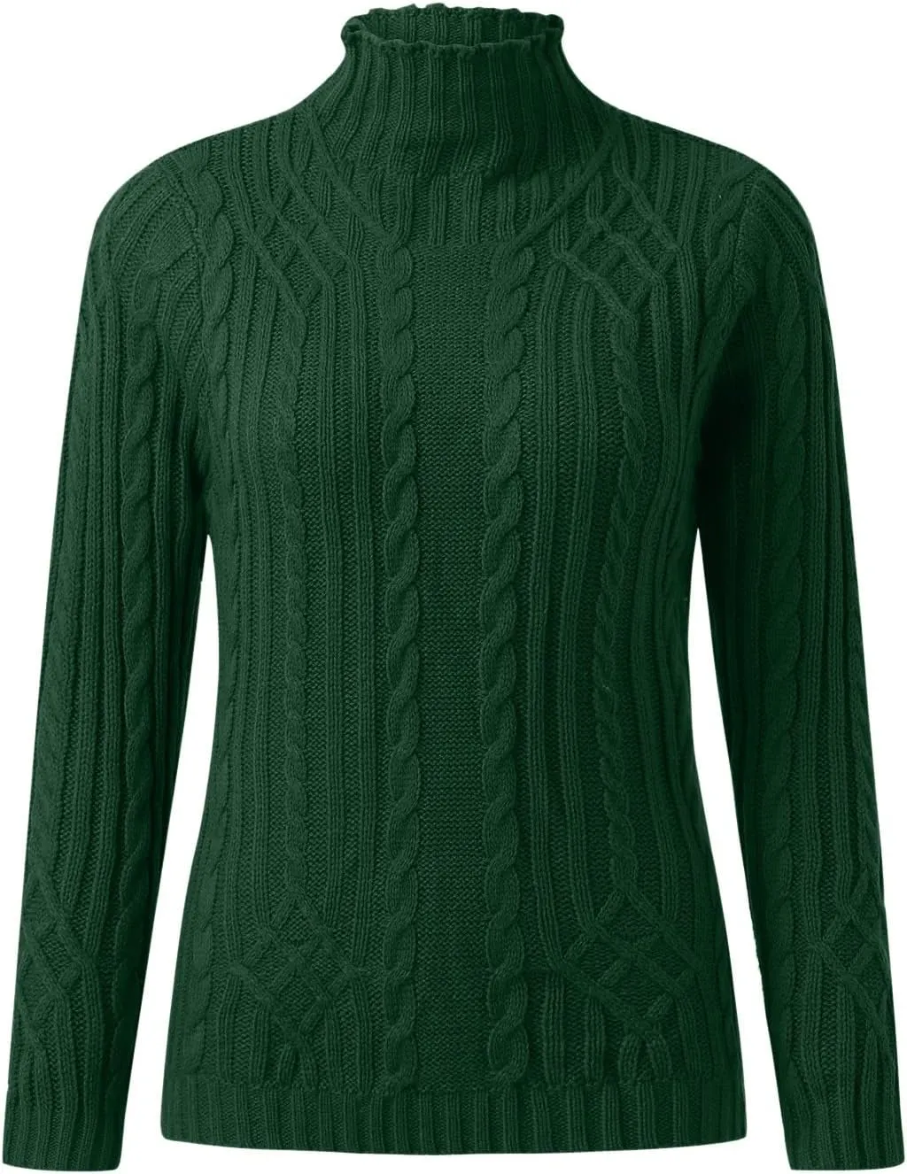 Women's Cable Knit Turtleneck Sweater Long Sleeve Slim Pullover Tunic Top Chunky Knitted Jumper Fall Sweaters