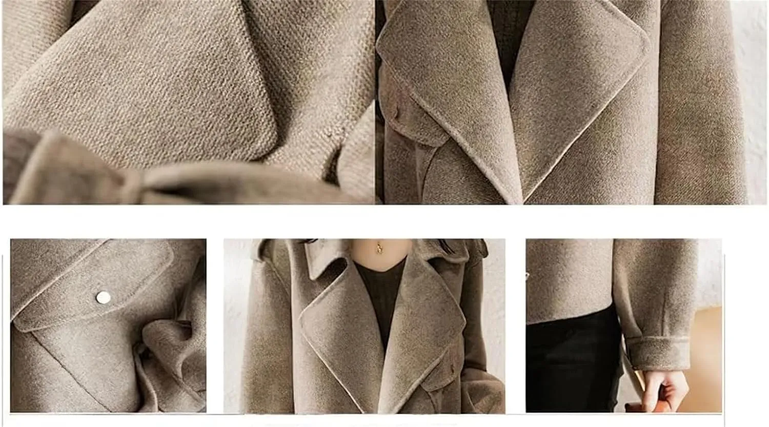 Womens Cropped Wool Jacket Blazer Fall Casual Cropped Wool Coat Open Front Woolen Blend Overcoat