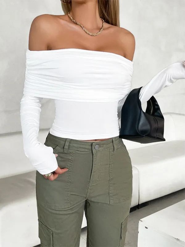 Women's Essential Slim Fit Off-Shoulder Fall Top