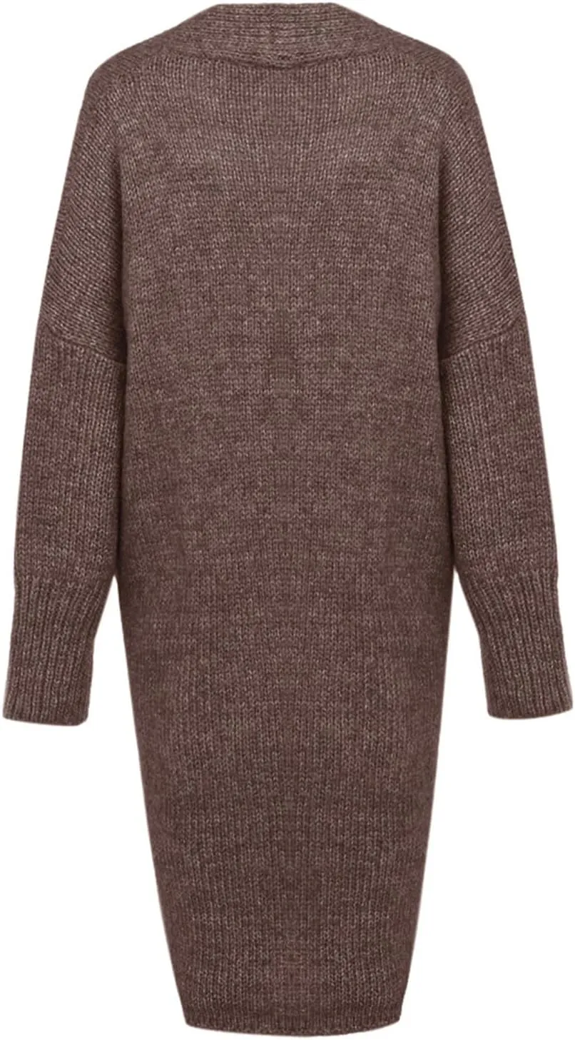 Women's Fashion Sweater Knit Coat Long Sleeve Warm Solid Color Jacket Cardigan Loose Casual Sweater Overcoat