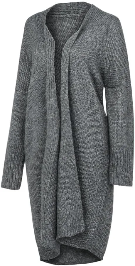 Women's Fashion Sweater Knit Coat Long Sleeve Warm Solid Color Jacket Cardigan Loose Casual Sweater Overcoat
