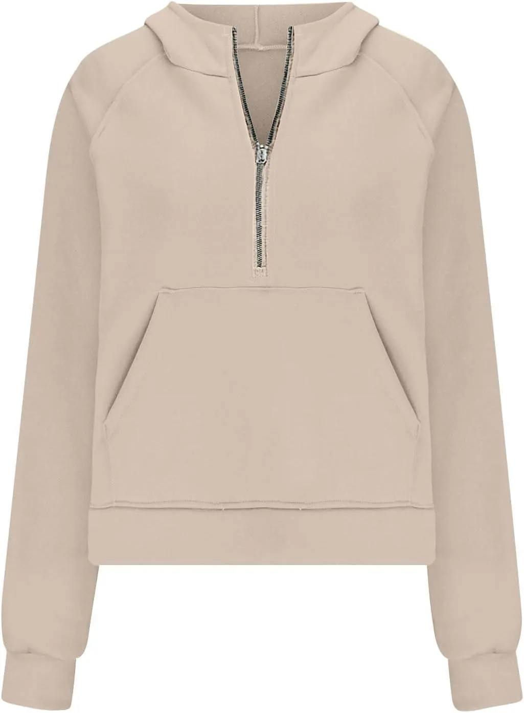 Womens Fleece Lined Oversized Sweatshirts Half Zip Cropped Hoodies Pullover Long Sleeve Crop Tops Sweater with Pocket
