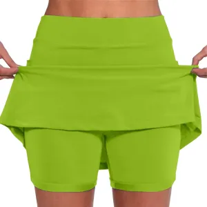 Womens Golf Pleated Tennis Skirts Solid Color Style Soft Culottes Skinny Mid Waisted Athletic Sport Short Skirts