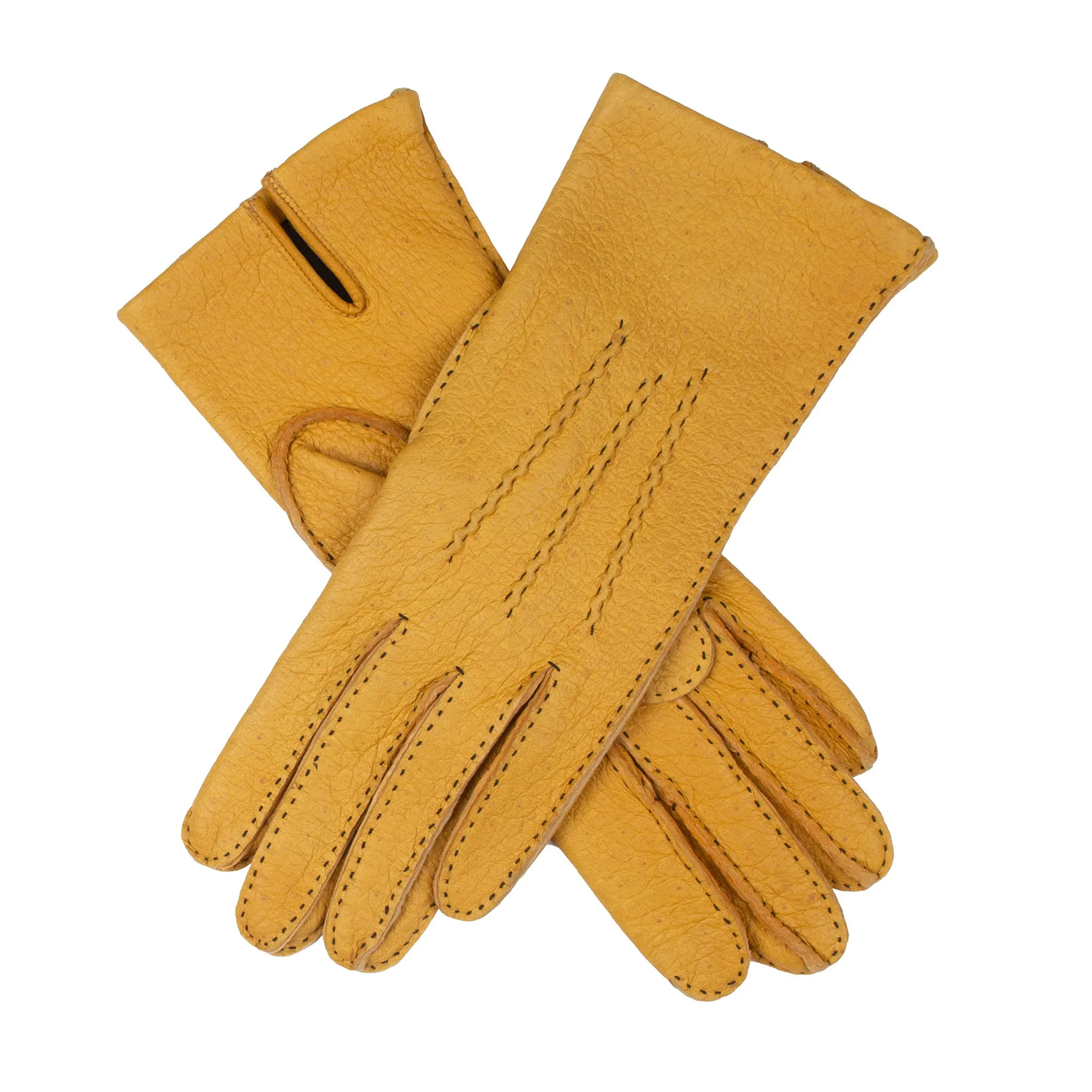 Women’s Heritage Handsewn Three-Point Silk-Lined Peccary Leather Gloves