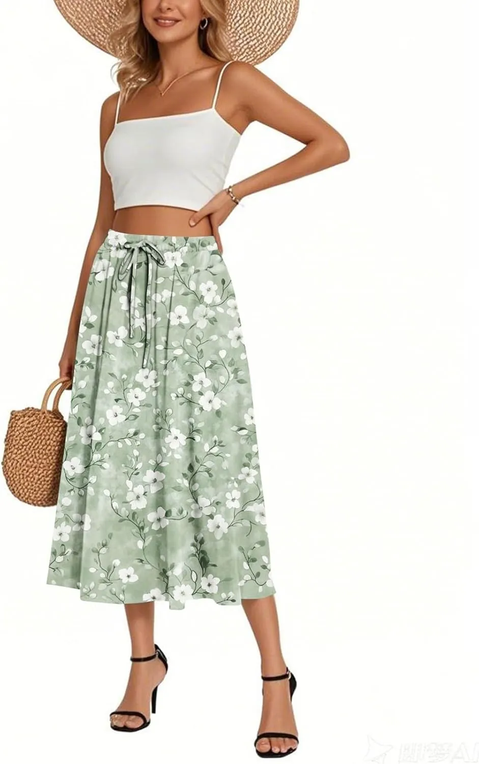 Women's Long Skirts 2025 Bohemian Skirts Flowy High Waist A Line Summer Pleated Skirts, S-2XL