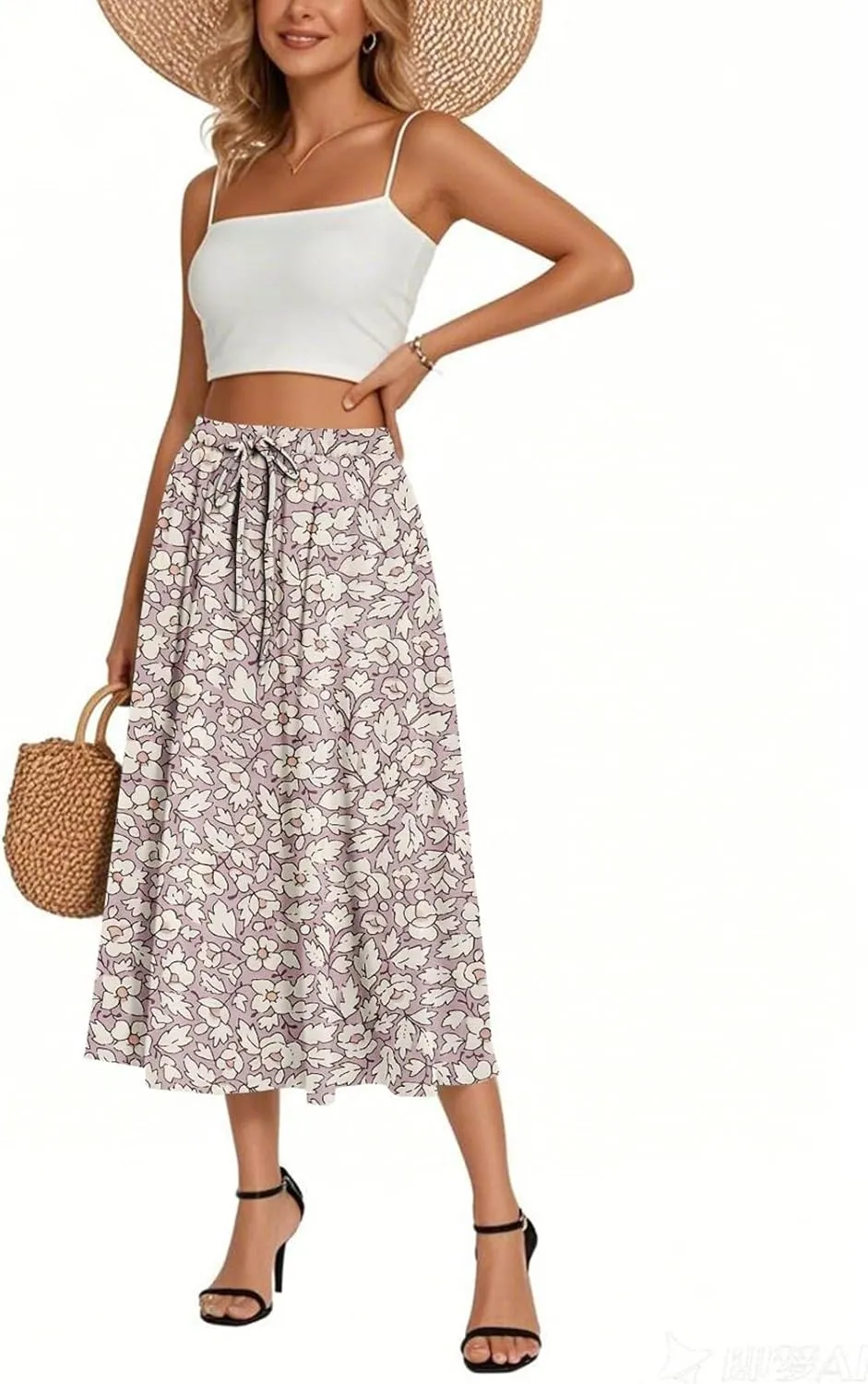 Women's Long Skirts 2025 Bohemian Skirts Flowy High Waist A Line Summer Pleated Skirts, S-2XL